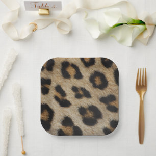 Stylish leopard cheetah fur animal print pattern paper plate