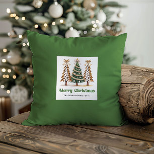 Stylish Leopard Christmas Holiday Custom Name  Cushion