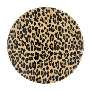 Stylish Leopard Print Glass Cutting Board