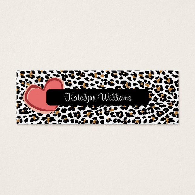 Stylish Leopard Print Heart Appointment Card (Front)