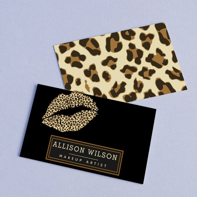 Stylish Leopard Print Kiss Business Card (Creator Uploaded)