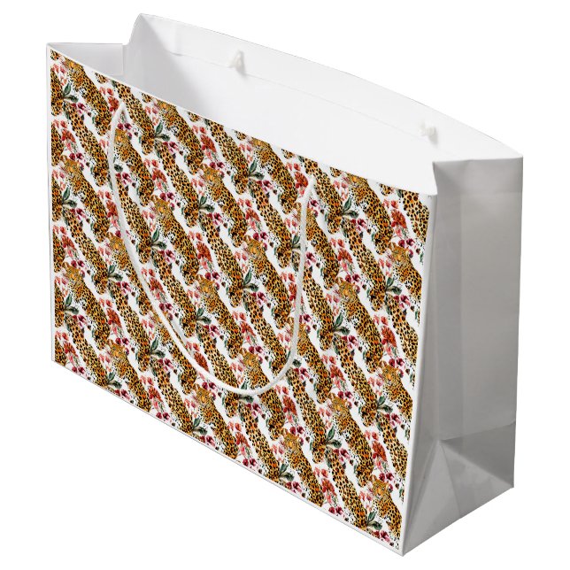 Stylish Leopard Print Large Gift Bag (Back Angled)