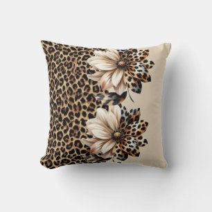 Stylish Leopard Print with Sunflower Detail Leggin Cushion