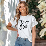 Stylish Lettering Brush Typography "Team Bride" T-Shirt<br><div class="desc">Trendy and chic bridal party design in a beautiful script font.</div>