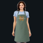 Stylish lettering Monogram smoke green modern Apron<br><div class="desc">Cute letters for minimalism.</div>