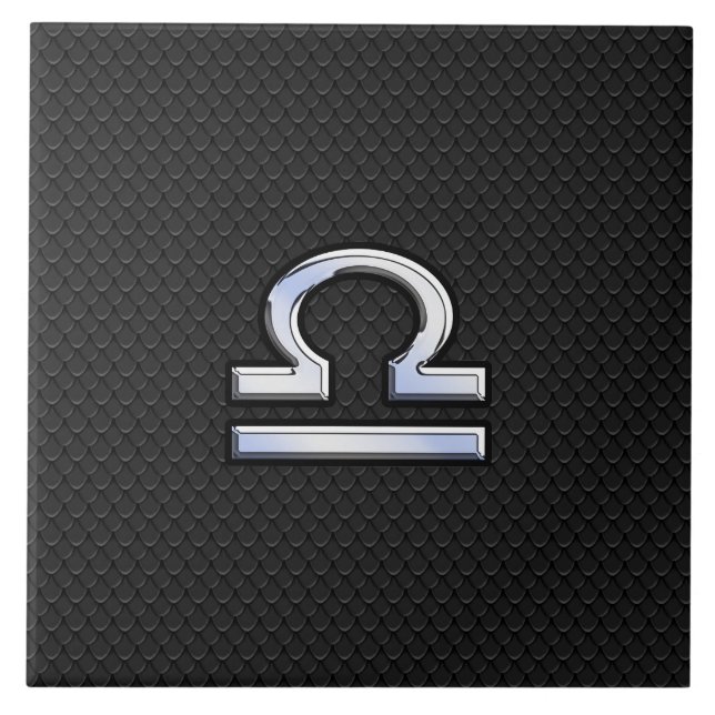 Stylish Libra Zodiac Sign Black Snake Skin Decor Tile (Front)