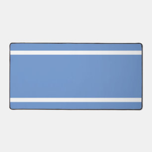 Stylish Light Cornflower Blue White Edge Stripes  Desk Mat