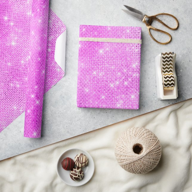 Stylish Light Magenta Pink Shimmer Glitter Wrapping Paper (Crafts)