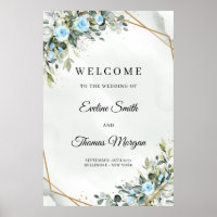 Stylish light pastel blue roses greenery wedding