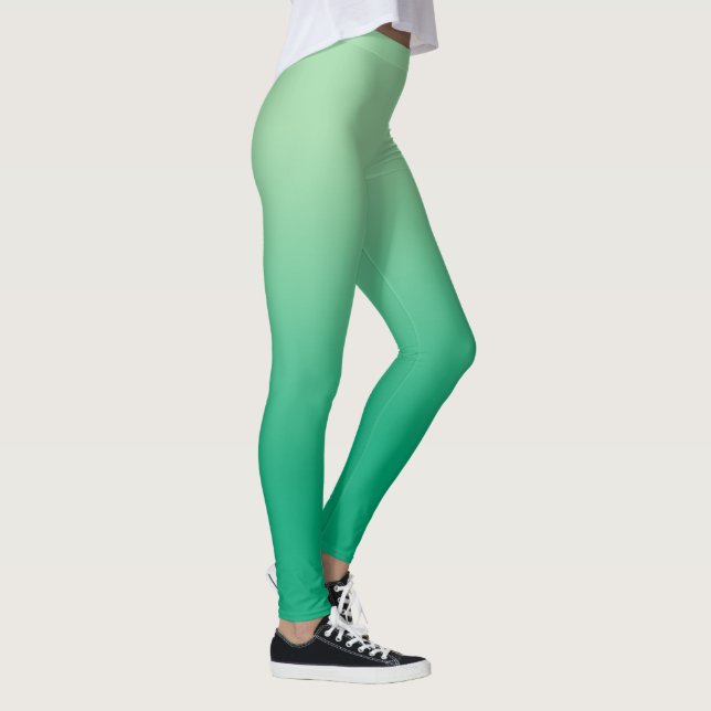 Stylish Light to Dark Green Gradient Leggings (Right)