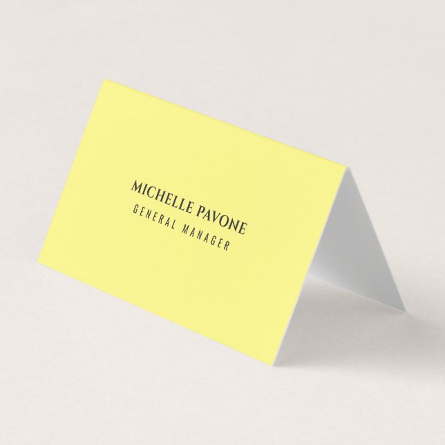 Stylish Light Yellow Simple Plain Professional Business Card (Front)