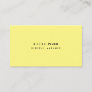 Stylish Light Yellow Simple Plain Professional Business Card