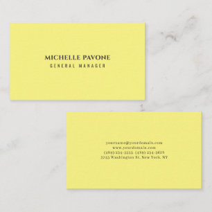 Stylish Light Yellow Simple Plain Professional Business Card