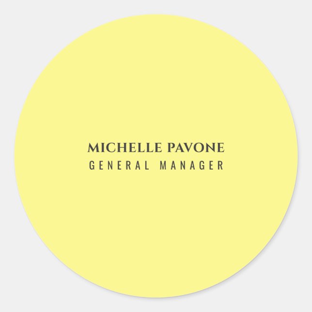 Stylish Light Yellow Simple Plain Professional Classic Round Sticker (Front)