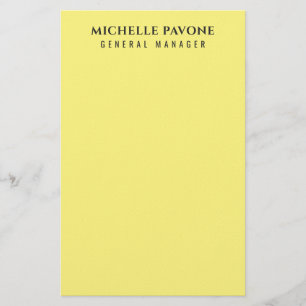 Stylish Light Yellow Simple Plain Professional Stationery