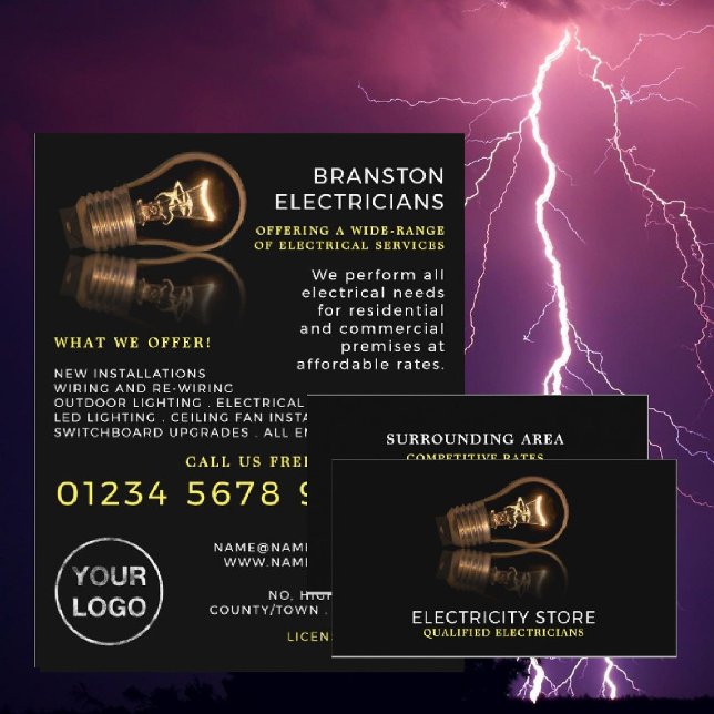 Stylish Lightbulb, Electrician Advertising Flyer (Creator Uploaded)