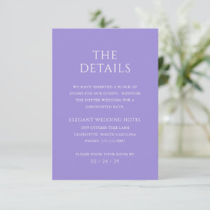 Stylish Lilac Modern Wedding Enclosure Card