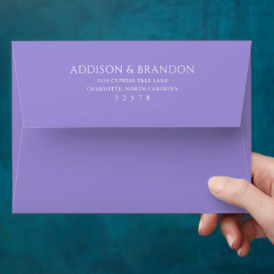 Stylish Lilac Modern Wedding Envelope