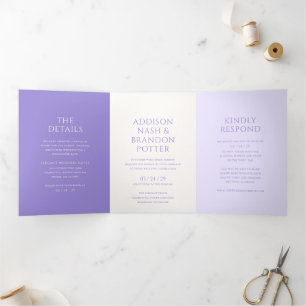Stylish Lilac Modern Wedding Tri-Fold Invitation