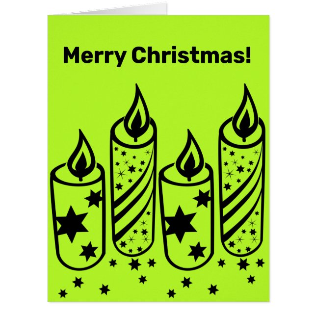 Stylish Lime & Black Candles Christmas (Front)