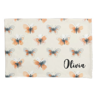 Stylish Line Art Butterflies Personalised Pillowcase