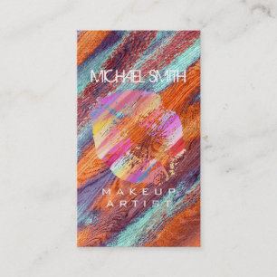 Stylish Lips Makeup Artist Retro Colour Wood #4 Business Card