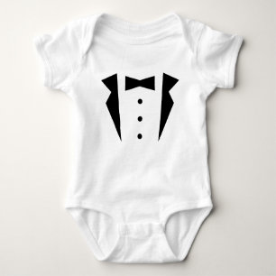 Stylish Little Gentleman Tuxedo With Black Bow Tie Baby Bodysuit