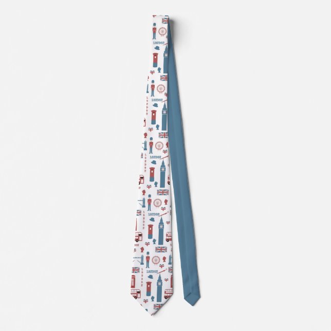 Stylish London England Big Ben English Flag  Tie (Front)