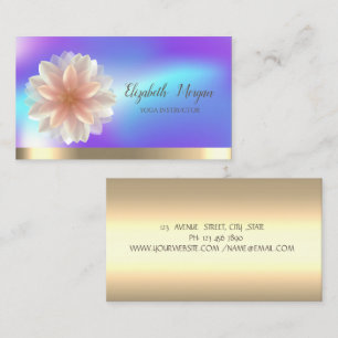 Stylish Lotus Flower Gold,Holographic Yoga Business Card