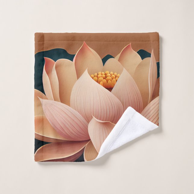 Stylish   Lotus Flower Landscape, Zen Bath Towel Set (Wash Cloth)