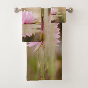 Stylish Lotus Flower Landscape, Zen Bath Towel Set