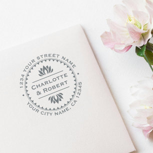 Stylish Lotus Flower Return Address Custom Self-inking Stamp