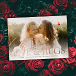 Stylish Love and Hugs Full Photo Valentine's Day<br><div class="desc">This simple, stylish Valentine's Day card features a full bleed photo template, a white gradient overlay at the bottom (to allow the text to stand out), and modern typography in real foil, reading, "LOVE & HUGS." Easy to customise for cards that are sure to brings smiles to the recipients' faces!...</div>
