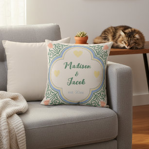 Stylish Love Couple's Names with Year Decorative Cushion