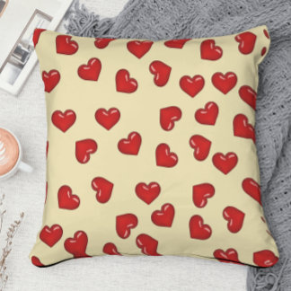 Stylish Love : red hearts pattern on yellow Cushion