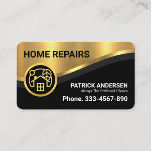 Stylish Luxurious Gold Curve Wave Contractor Business Card