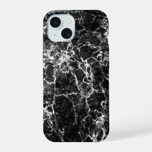 Stylish Luxurious Timeless Black Marble Stone iPhone 15 Case