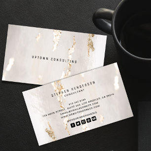 Stylish Luxury Faux Gold Foil Social Media Business Card