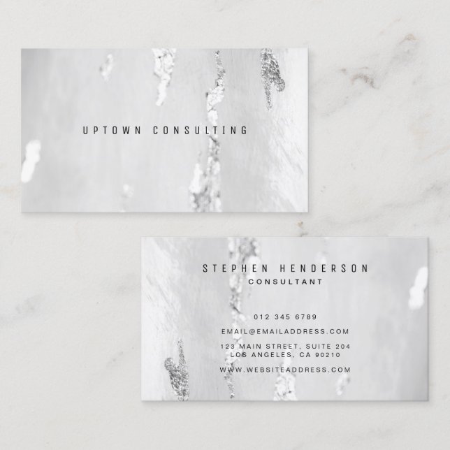 Stylish Luxury Faux Silver Foil Business Cards (Front/Back)