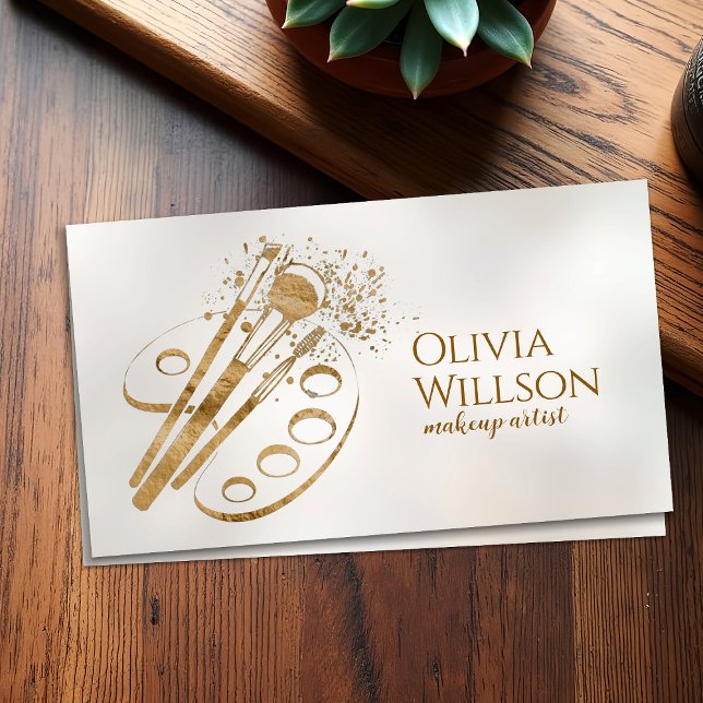 Stylish Luxury Makeup Brushes and palette Business Card (Creator Uploaded)