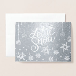 Stylish Luxury Silver Let It Snow Christmas Foil Card