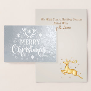 Stylish Luxury Silver Reindeer Christmas Foil Card