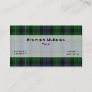 Stylish MacBride Clan Tartan Plaid Custom Business Card