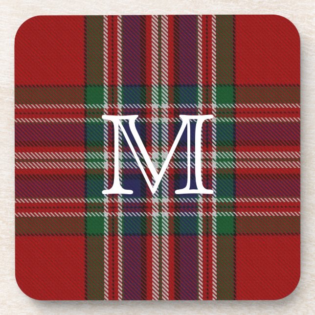 Stylish MacFarlane Plaid Monogram Coaster (Front)