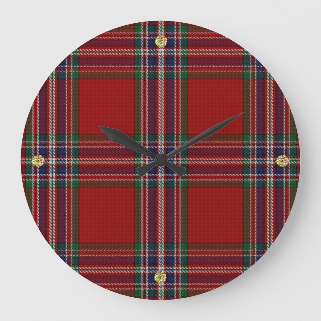 Stylish MacFarlane Tartan Plaid Clock (Front)