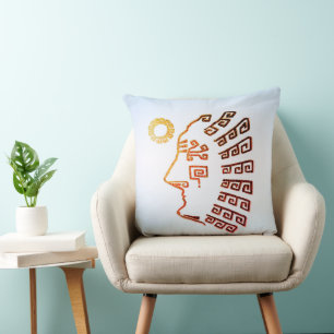 Stylish Machu Picchu Art on Light Blue Cushion