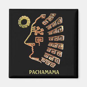 Stylish Machu_Picchu Drawing on Black Magnet