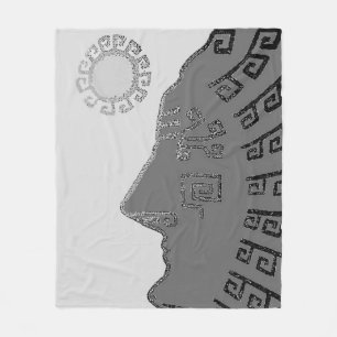 Stylish Machu Picchu Drawing on Silver Grey Fleece Blanket