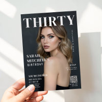 Stylish Magazine Cover Photo 30th Birthday QR Code
