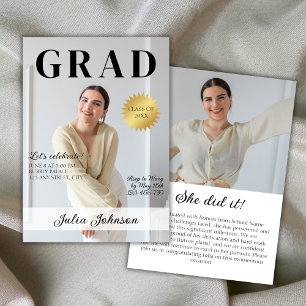 Stylish Magazine Graduate Photo 2024 Graduation Invitation